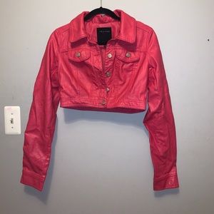 Pink faux leather jacket